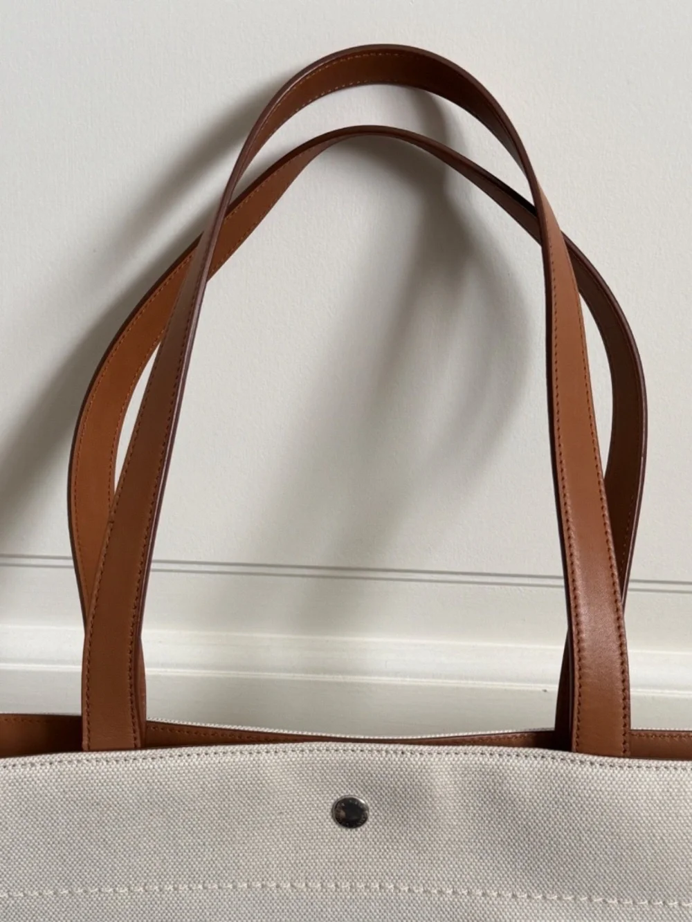 Saint Laurent YSL Rive Gauche Canvas Logo Leather Tote Shoulder Bag - Picture 4 of 15